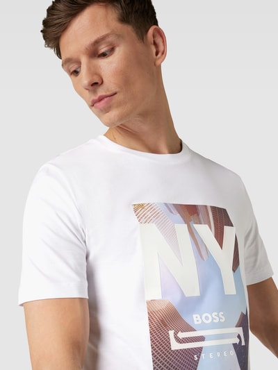 BOSS T-shirt z nadrukiem z logo model ‘Tiburt’ Biały 3