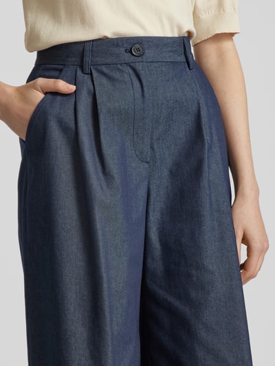 MORE Wide Leg Bundfaltenhose mit Gürtelschlaufen Jeansblau 3