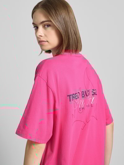 OH APRIL Oversized T-Shirt mit geripptem Rundhalsausschnitt Pink 3
