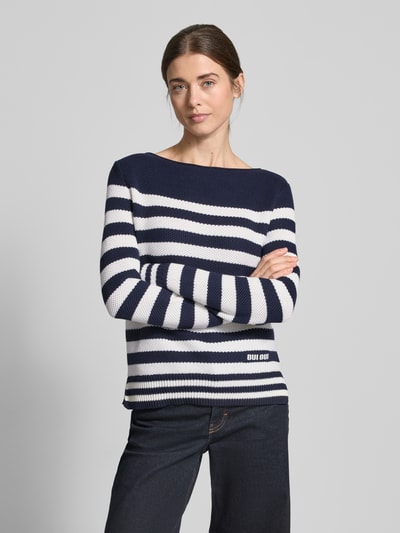 Oui Gebreide pullover met labeldetail Donkerblauw - 4