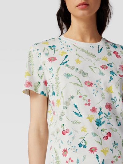 Jake*s Casual T-Shirt mit floralem Allover-Muster Offwhite 3