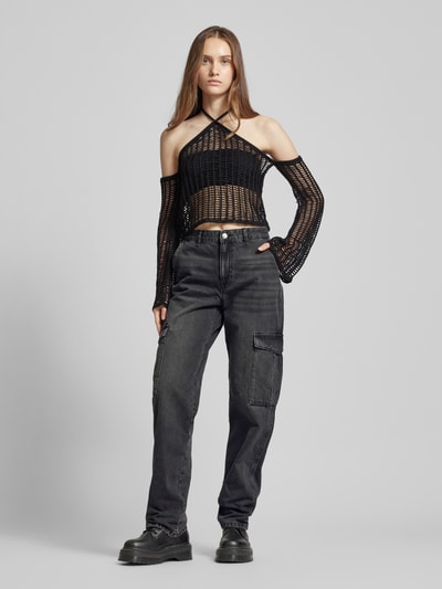 Only High waist jeans in cargozakken, model 'JUNE' Zwart - 1