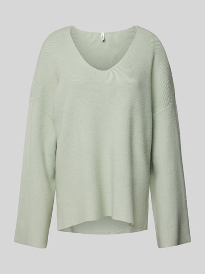 Only Relaxed fit gebreide pullover met viscose en hoge zijsplitten, model 'KATIA' Mintgroen - 2