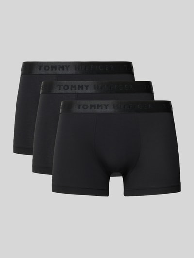 Produktfoto, Trunk aus Modal-Mix mit Baumwoll-Anteil im 3er-Pack Modell '3P TRUNK' von Tommy Hilfiger, Herren Pant & Trunk, schwarze Boxershorts mit matter Oberfläche und geprägtem Bund, glatte Textur