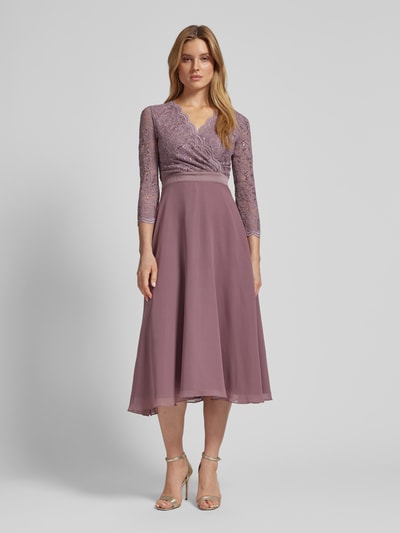 Swing Cocktailkleid mit Spitzenbesatz Mauve 4