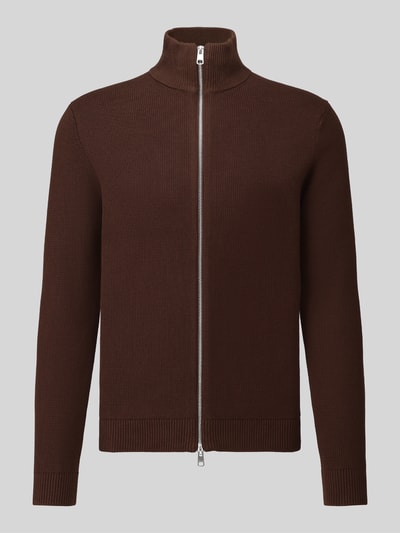 Selected kardigan rozpinany o kroju regular fit z czystej bawełny model 'DANE' Ciemnobrązowy 2
