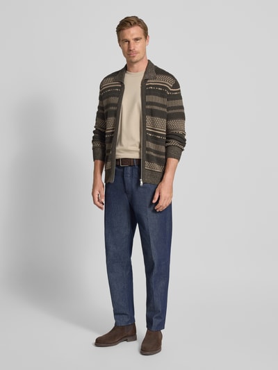 Marc O'Polo Strickjacke aus Baumwoll-Mix Khaki 1