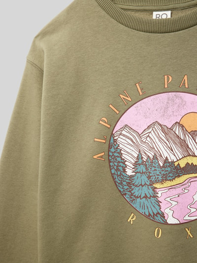 Roxy Sweatshirt met motiefprint, model 'MORNING HIKE' Rietgroen - 2