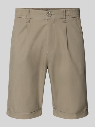 Produktfoto, Chino Shorts mit Gesäßleistentaschen von Lerros aus Baumwoll-Mix mit Stretch-Anteil, Straight Fit, beige, Knopf-Reißverschluss, französische Eingrifftaschen, Bundweite 42 cm, Innenbeinlänge 24 cm bei Größe 32