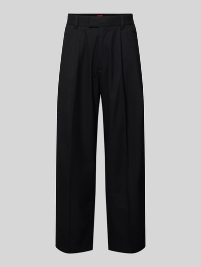 Productfoto, Weite Hos met viscose-aandeel Model 'RIKO261' van HUGO, look: effen zwart, regular fit, labelpatch, riemlussen, schuifsluiting, knoop- en ritssluiting, zij-steekzakken, sierachterzakken