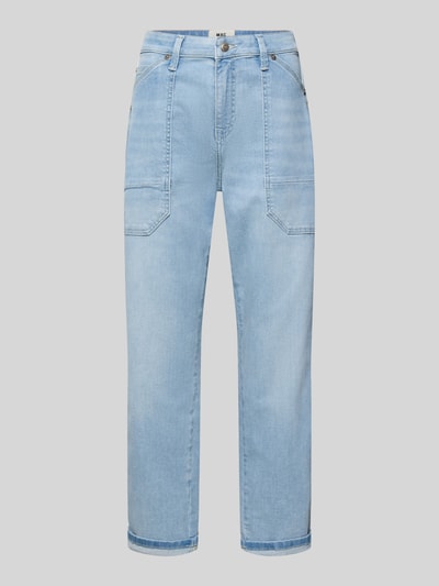Produktfoto, Jeans mit 5-Pocket-Design von MAC, jasnoniebieski kolor, prosty krój, bawełna z domieszką elastanu, szerokość w rozmiarze 36: 41 cm, długość nogawki wewnętrznej w rozmiarze 36: 66 cm, zapięcie na guzik i zamek