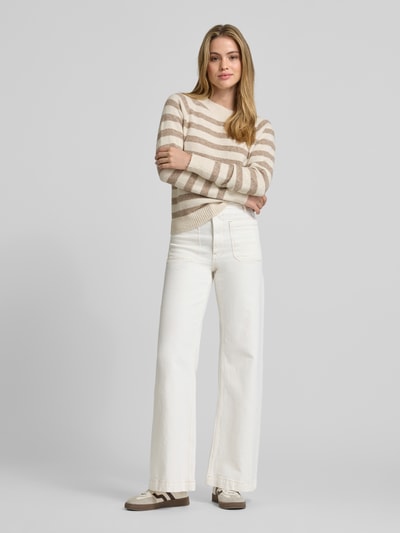 Vero Moda Regular Fit Strickpullover mit Raglanärmeln Modell 'DOFFY' Beige 1