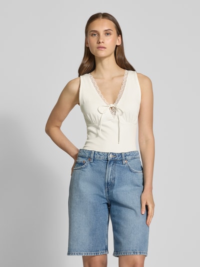 Gina Tricot Tanktop mit Spitzenbesatz Offwhite 4