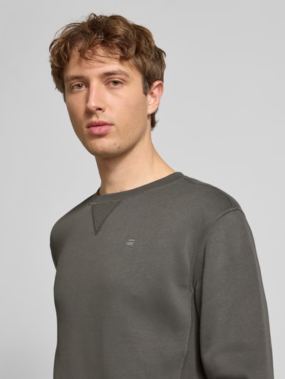 G-Star Raw Regular Fit Pullover mit Logo-Stitching Modell 'Premium' Anthrazit 3