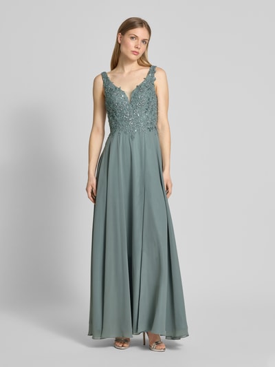 Laona Abendkleid mit Spitzenbesatz Schilf 4