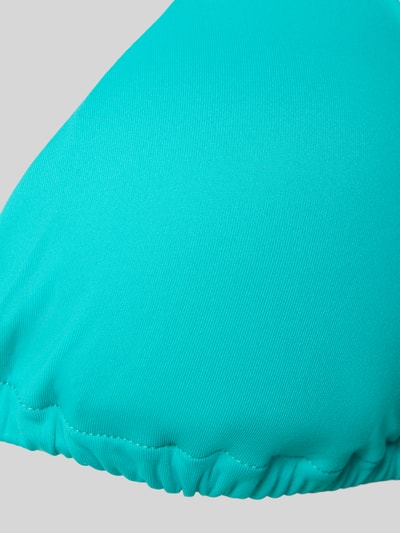 Produktfoto, Bikini-Oberteil mit Logo-Detail Modell 'Rem' von Guess, turkusowy, elastyczny materiał z aplikacją z cyrkonii, damski