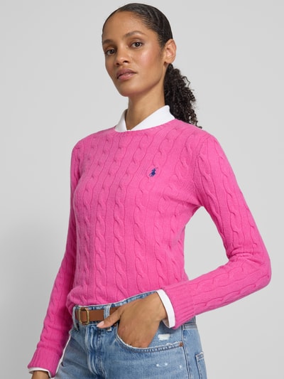 Polo Ralph Lauren Gebreide pullover van een mix van wol en kasjmier, model 'JULIANNA' Felroze - 3