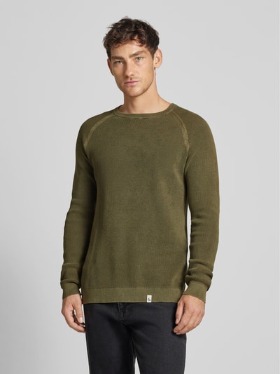 Colours & Sons Sweter z dzianiny z prążkowanymi wykończeniami Oliwkowy 4