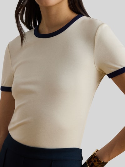 Lauren Ralph Lauren Slim Fit T-Shirt aus Baumwoll-Mix Ecru Melange 3