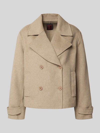 Stefanel Kurzmantel aus Lanawoll-Mix Modell 'PEACOT' Ecru 2