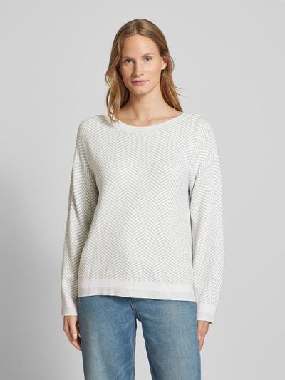 Tom Tailor Oversized Strickpullover mit U-Boot-Ausschnitt Hellgrau 4