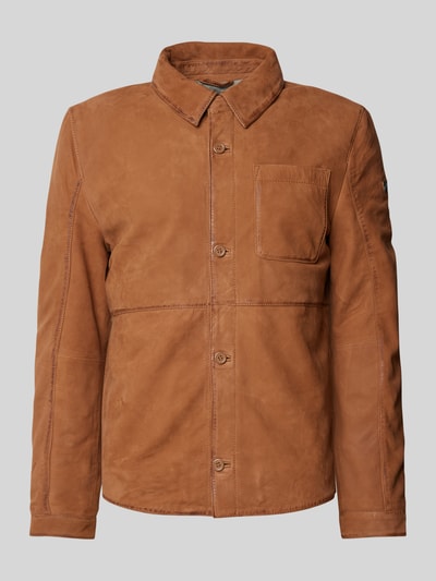 Gipsy Jacke in Leder-Optik mit Brusttasche Modell 'Jemmo' Cognac 2