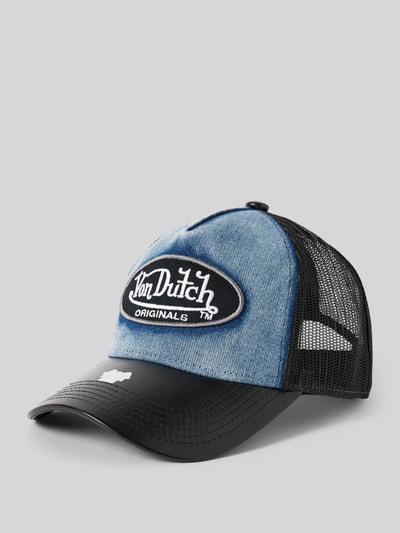 Von Dutch Czapka z daszkiem z imitacji denimu i skóry model ‘BOSTON’ Jeansowy niebieski 1