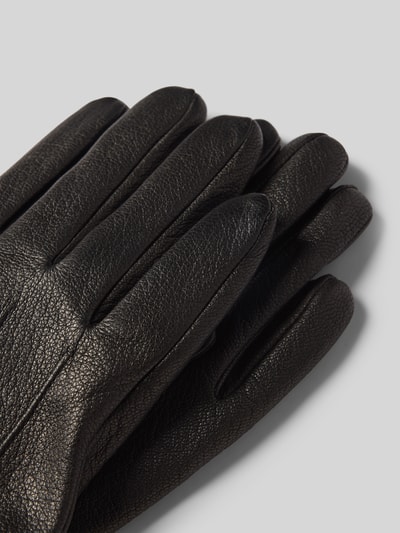 EEM Rękawiczki z koziej skóry z rękawiczkami bez palców z dzianiny Czarny 3