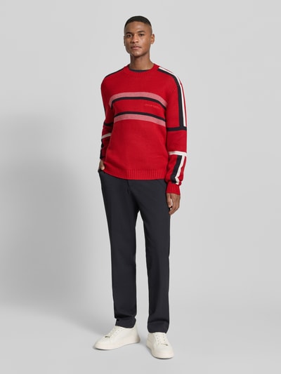 ARMANI EXCHANGE Sweter z dzianiny z prążkowanymi wykończeniami Czerwony 1