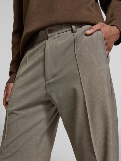 Cinque Stoffen broek met bandplooien, model 'Luigi' Taupe - 3