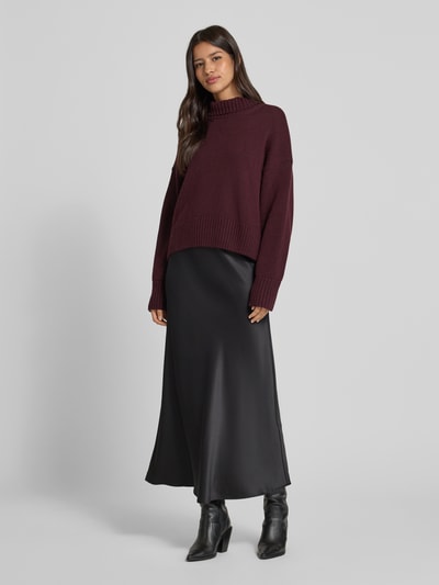Lanius Oversized gebreide pullover van een mix van scheerwol en katoen Bordeaux - 1