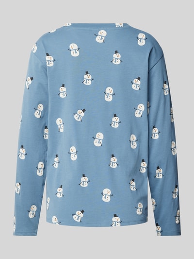 Jake*s Casual Pyjamabovendeel met motiefprint Jeansblauw - 3