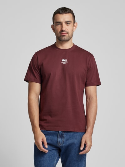 Lacoste T-shirt z nadrukiem z logo Bordowy 4