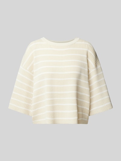 VILLA SOPHIE Cropped Strickpullover mit 3/4-Ärmel Modell 'NURIA' Beige 2