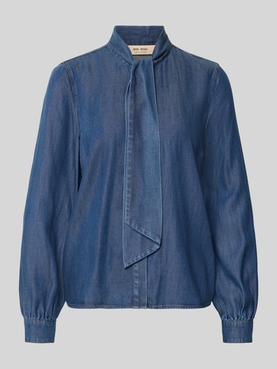 Produktfoto, Relaxed Fit Hemdbluse aus Lyocell-Mix Modell 'Paloma' von MOS MOSH in Denim-Optik mit Stehkragen und langen Ärmeln, Damen Hemdbluse.