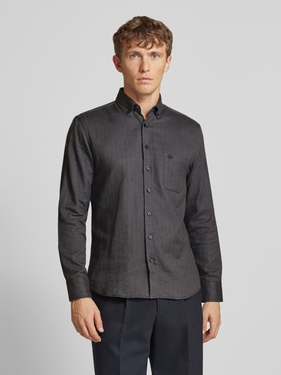 Fynch-Hatton Koszula casualowa z kołnierzykiem typu button down model ‘Herringbone’ Antracytowy 4