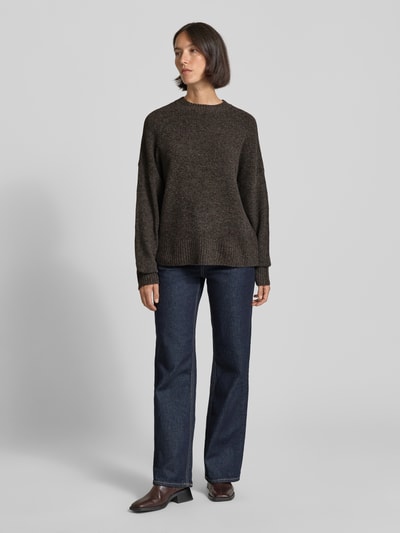 Vero Moda Relaxed Fit Pullover mit Woll-Anteil Modell 'BOOM' Schoko Melange 1