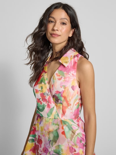 Adrianna Papell Cocktailjurk met platte kraag en V-hals Felroze - 3