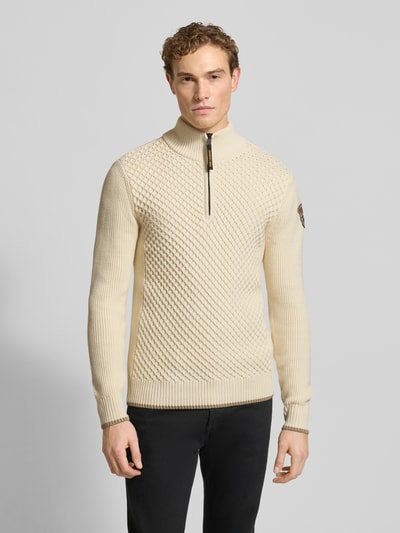 PME Legend Strickpullover mit gerippten Abschlüssen Offwhite 4
