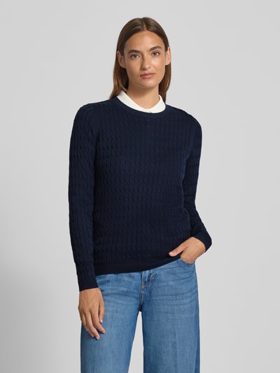 Christian Berg Woman Strickpullover mit Zopfmuster Dunkelblau 4