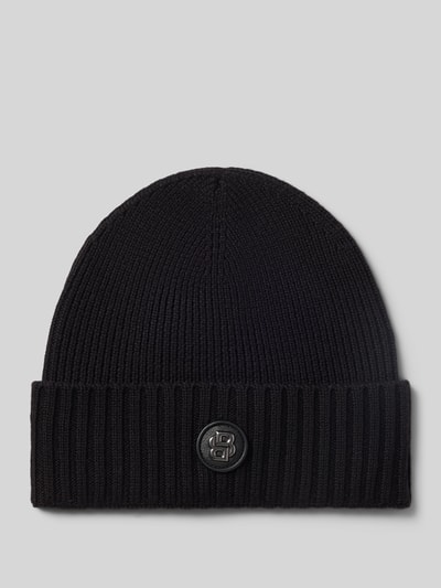 BOSS Mütze aus Wolle mit Logo-Badge Black 1