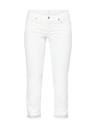 Cambio Cropped Slim Fit Jeans mit Zierketten Weiss 2