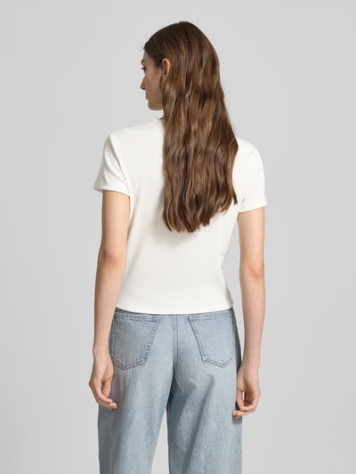 Only Regular fit T-shirt in riblook, model 'DANIELLA' Wit - 5