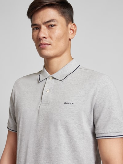 Gant Poloshirt met labelstitching, model 'TIPPING' Middengrijs gemêleerd - 3