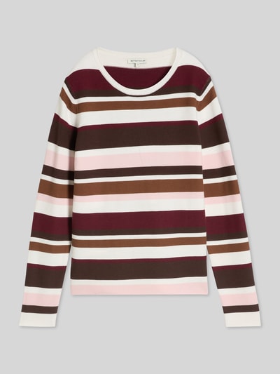 Tom Tailor Regular Fit Pullover mit gerippten Abschlüssen Hellbraun Melange 2