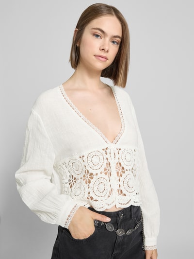 Only Boxy fit tuniek met gehaakte details, model 'NADIA' Offwhite - 3