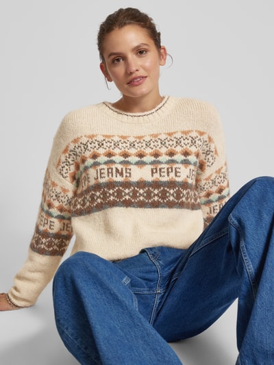 Pepe Jeans Gebreide pullover met ribboorden Offwhite - 3