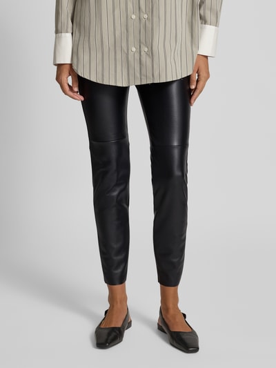 MAC Spodnie materiałowe o kroju slim fit z imitacji skóry model ‘Vegan’ Czarny 4