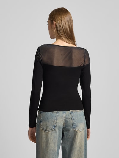 EDITED Shirt met lange mouwen en boothals, model 'Kareene' Zwart - 5