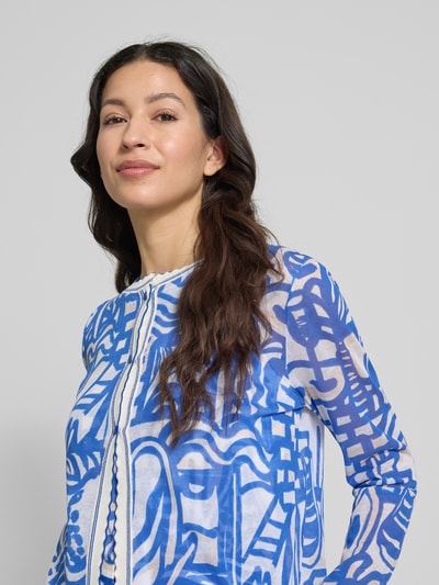 Marc Cain Gebreid jack in all-over look met knoopsluiting Koningsblauw - 3